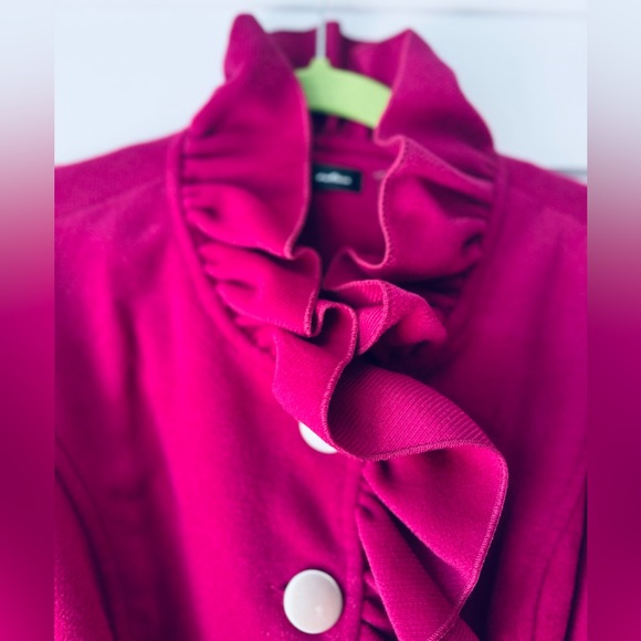 C.C. Couture Ruffle Trim Belted Jacket (Fuchsia) - Size L - Picture 3 of 11